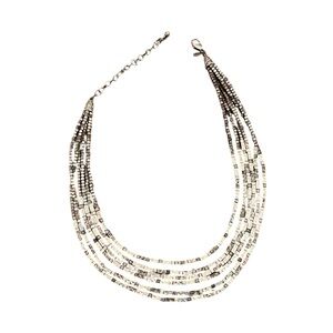 Chico’s Silver Multi-Strand Beaded Necklace - Elegant Layered Jewelry 22” long